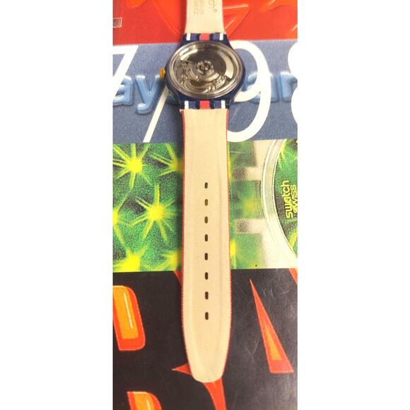 Swatch watch TIME & STRIPES SAN105 1994 Automatic Swiss Made Quartz Unisex - Picture 8 of 9
